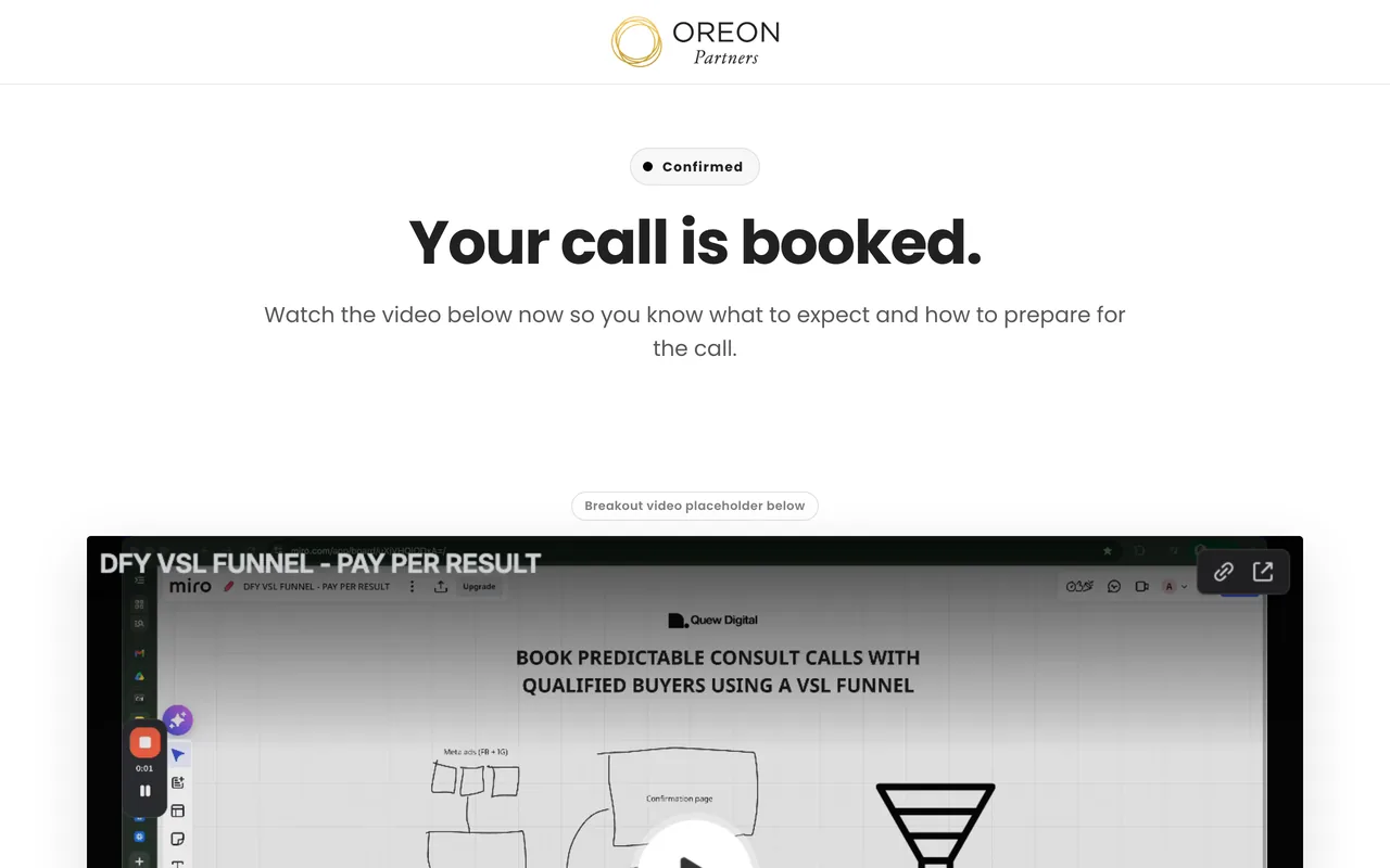 Confirmation page preview