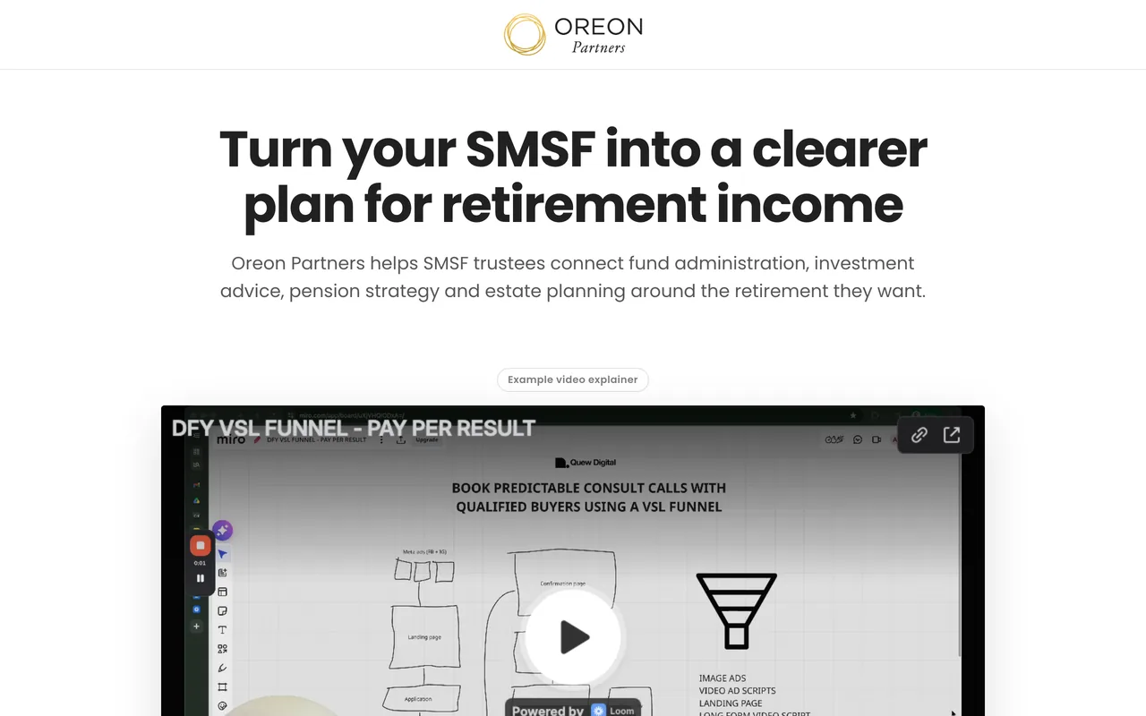 Landing page preview for Oreon Partners